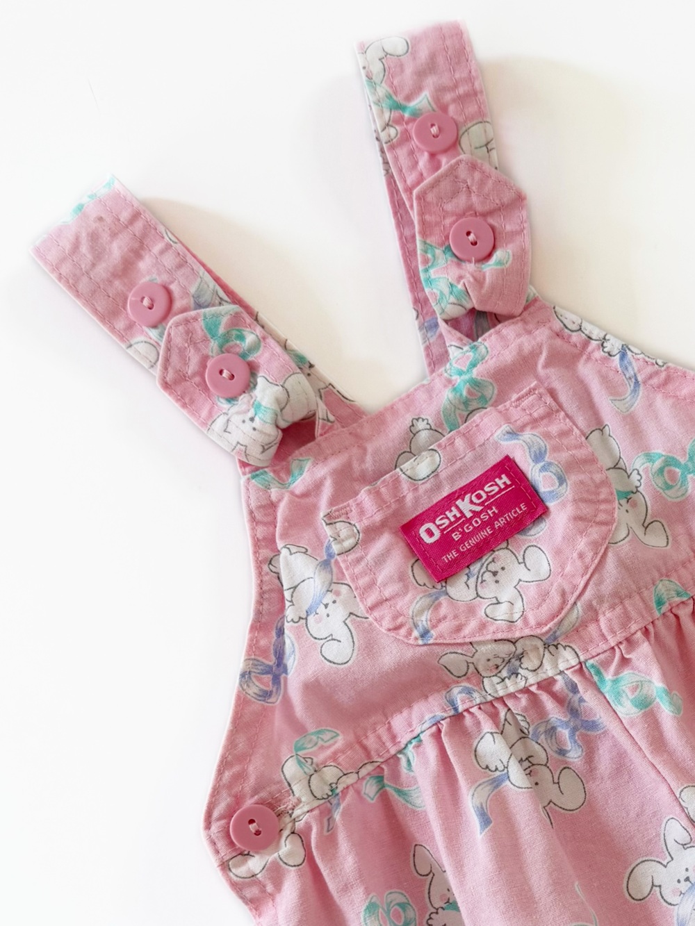 Vintage Oshkosh B’Gosh Romper Girls Babh Size 12 Months Pink Bunny Rabbits